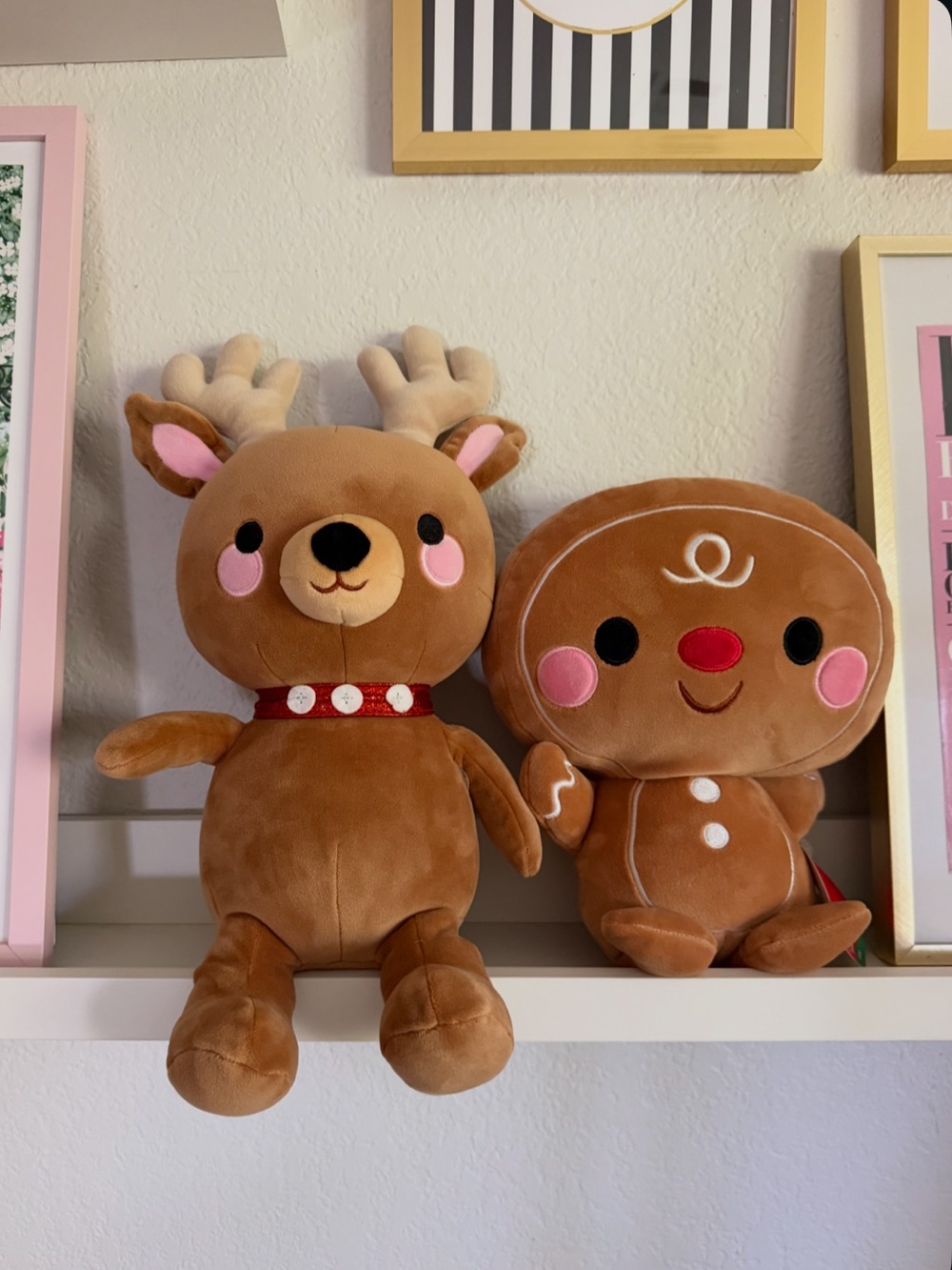 POP Brown Reindeer and Gingerbread Plush Duo